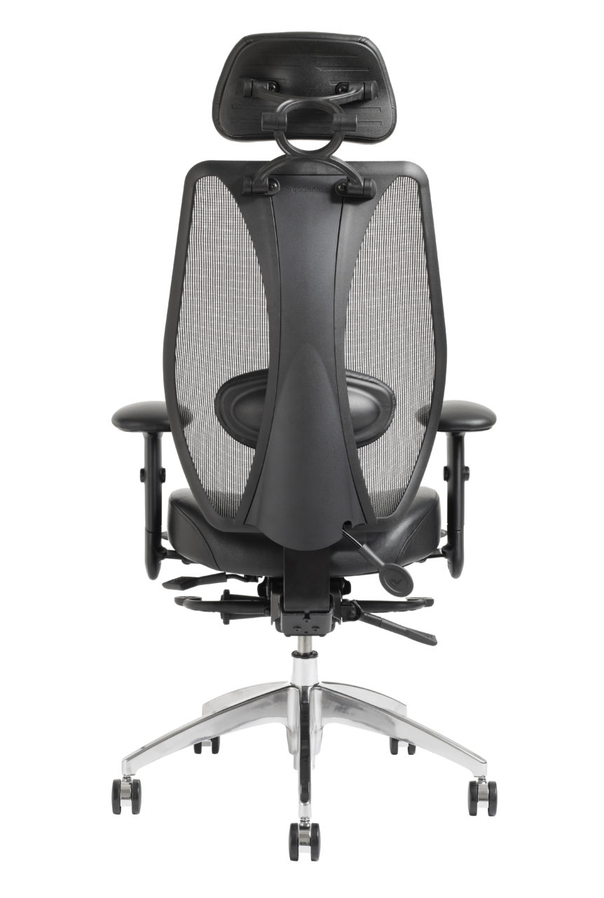 tCentric Hybrid Upholstered Seat Lumbar Support Adjustable Arms Chrome Accent Casters