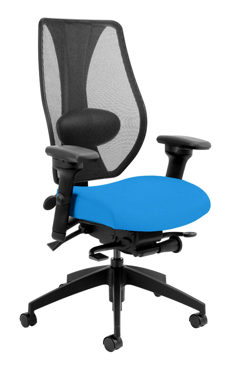 tCentric Hybrid Upholstered Seat Lumbar Support Adjustable Arms Chrome Accent Casters